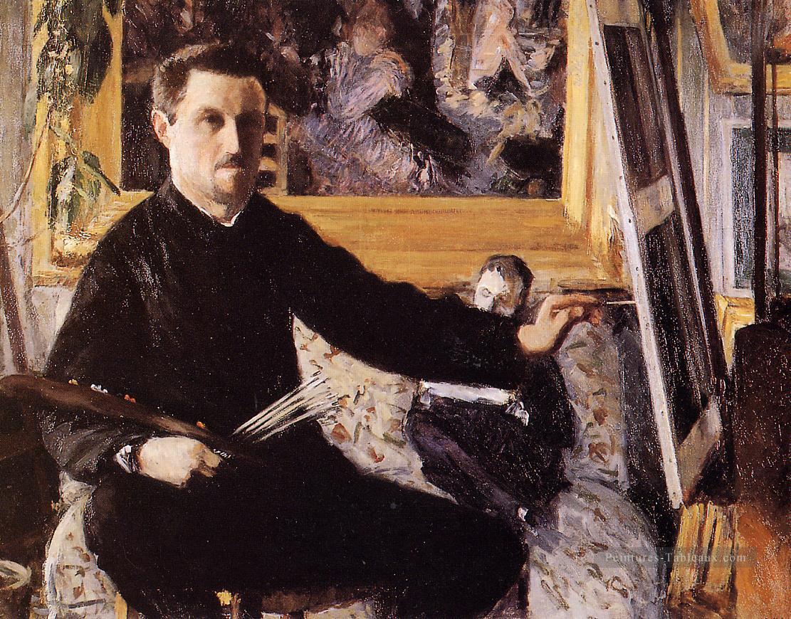 Autoportrait avec chevalet Gustave Caillebotte Peintures à l'huile